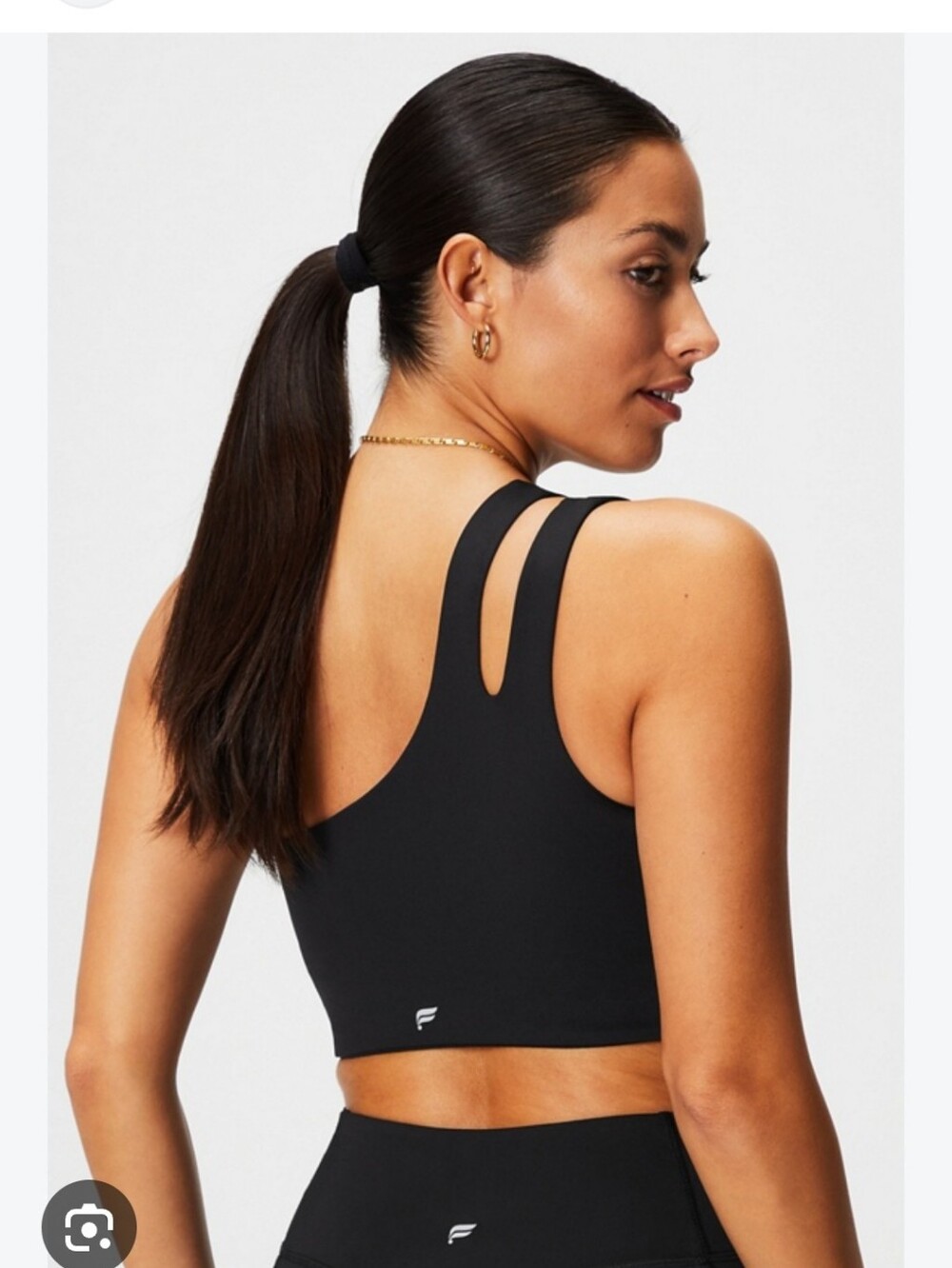 Fabletics Womens Black Asymmetrical Double Strap Midi Bra Medium